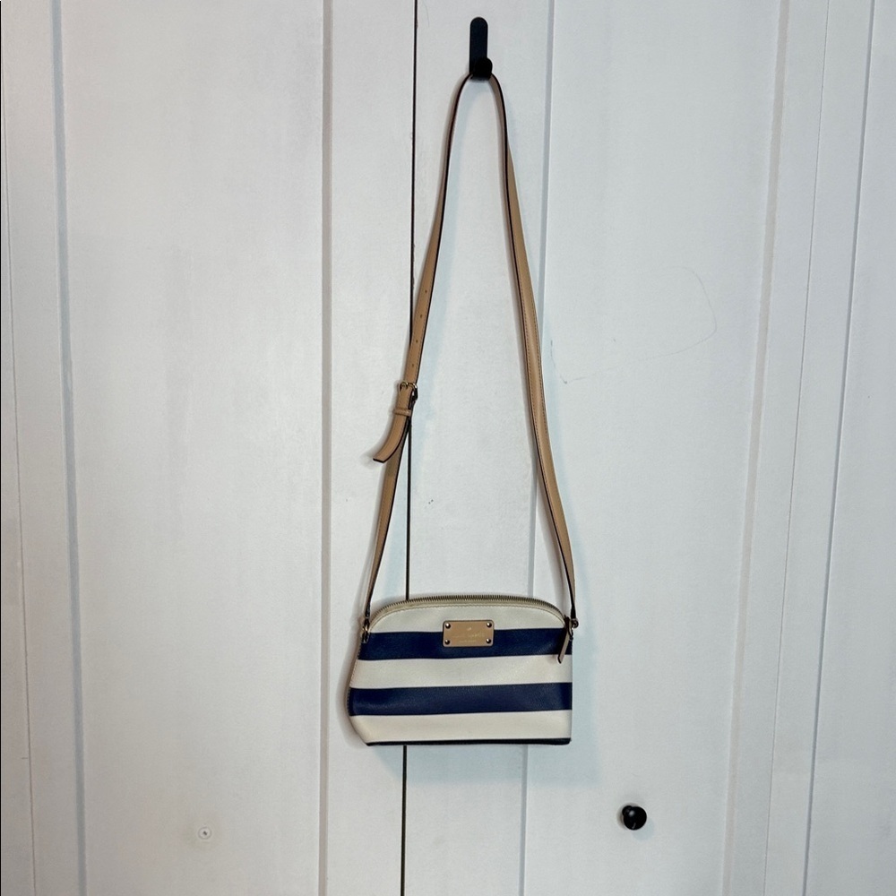 Kate Spade Navy and Cream Striped Crossbody Bag